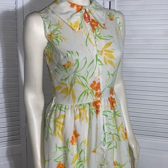 Vintage Carol Brent Yellow Floral Dress Women’s Size 14 - Picture 14 of 16